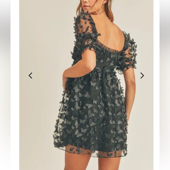 Sheer Sleeve 3D Butterfly Babydoll Whimsigoth Dark Romantic Dress Womens S - Picture 4 of 9